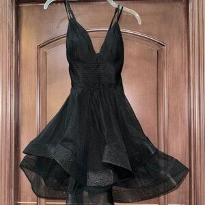 Blondie Nites HOCO Homecoming Tiered Fit Flare Mini Dress Black NEW NWT SZ 3